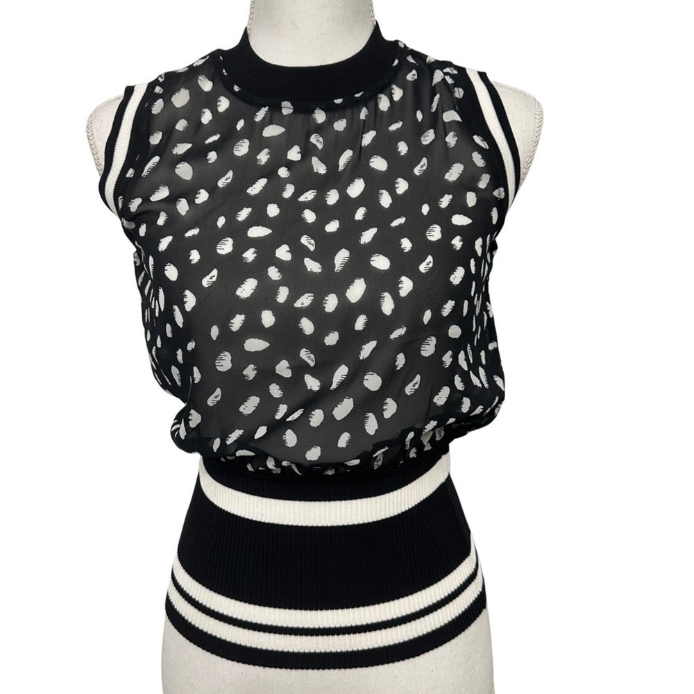 Bar III Sheer Dot-Print Tank Sweater Black/White Size XS NEW WITHOUT TAGS